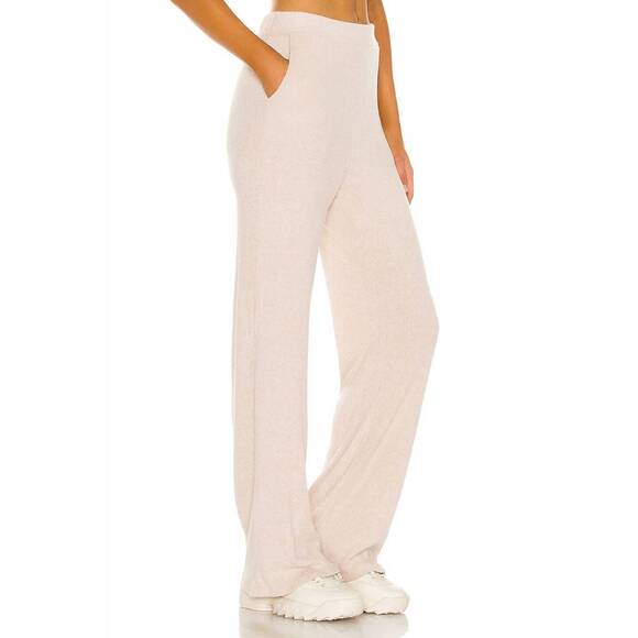 NEW LBLC THE LABEL erin wide leg ribbed cozy pant in oatmeal - Picture 3 of 4